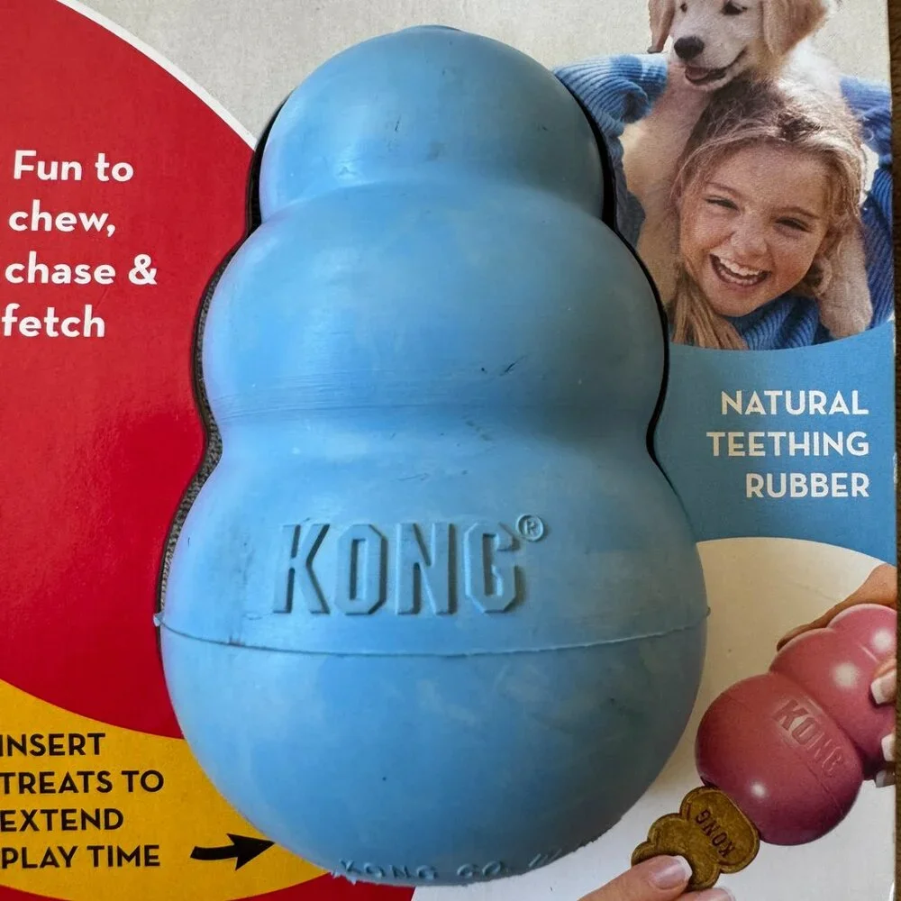 NWT Blue Medium Puppy Kong for Treats & Rubber for Teething Chew Toy Chase Fetch